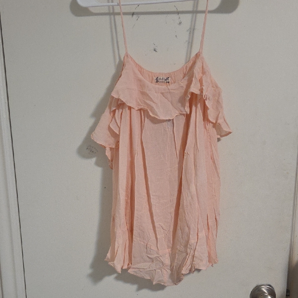 Free People Peach Ruffle Camisole